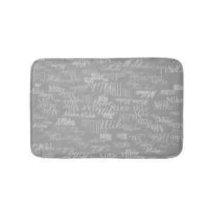 custom names gray pattern bath mat