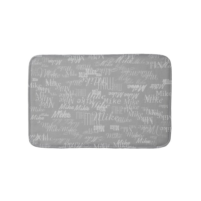 custom names gray pattern bath mat (Front)