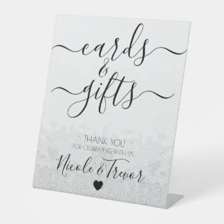Custom Names Grey Texture Cards & Gifts Pedestal Sign