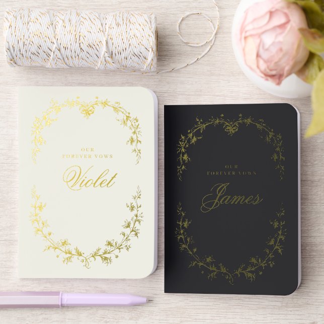 Custom Names His & Her Wedding Keepsake Foil Vow Books (Wedding)