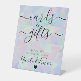 Custom Names Iridescent Geometric Cards & Gifts Pedestal Sign