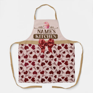 Custom Name's kitchen and watercolor Pink cupcake Apron