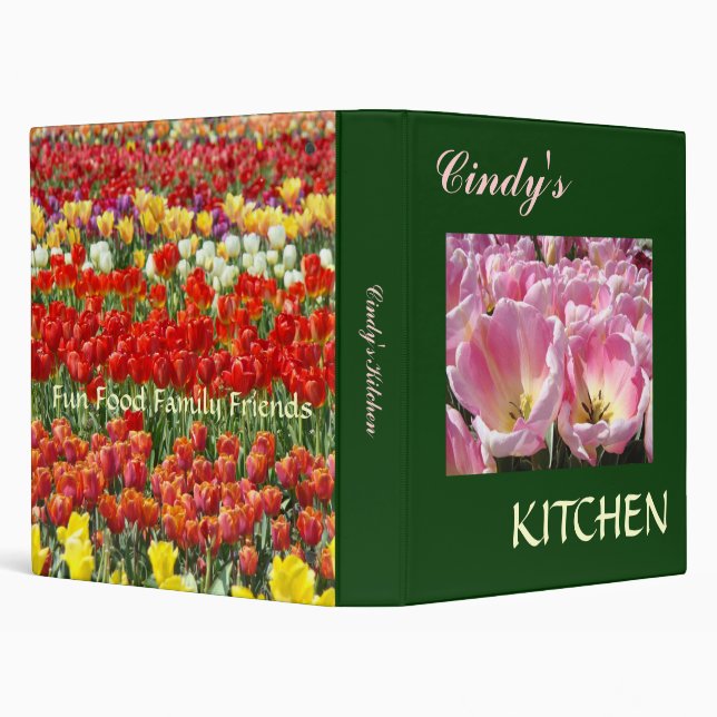 Custom Name's KITCHEN Tulips recipe binder (Background)