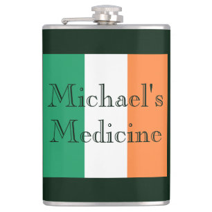 Custom Name's Medicine Irish Flag flacnt Flask