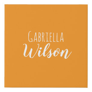 Custom names modern orange minimalist faux canvas print