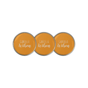 Custom names modern orange minimalist golf ball marker