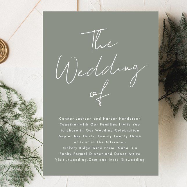 Custom Names Modern Sage Green White The Wedding Invitation (Creator Uploaded)