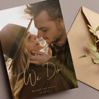 Custom Names Modern We Do Gold Photo Save The Date Foil Invitation