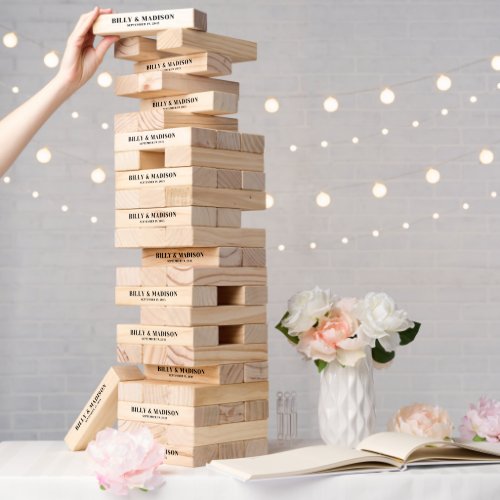 Custom Names Modern Wedding Guest Book Alternative Topple Tower