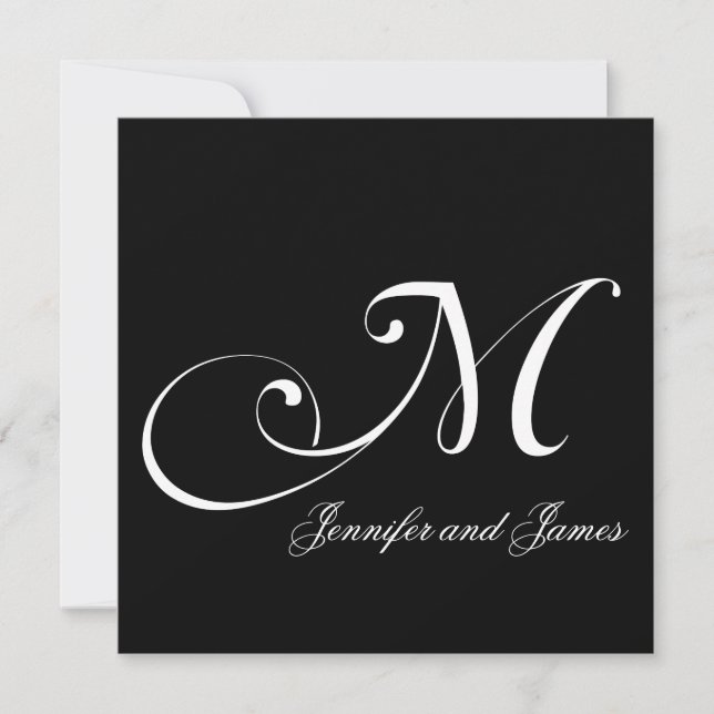 Custom Names Monogram M Wedding Invitations (Front)