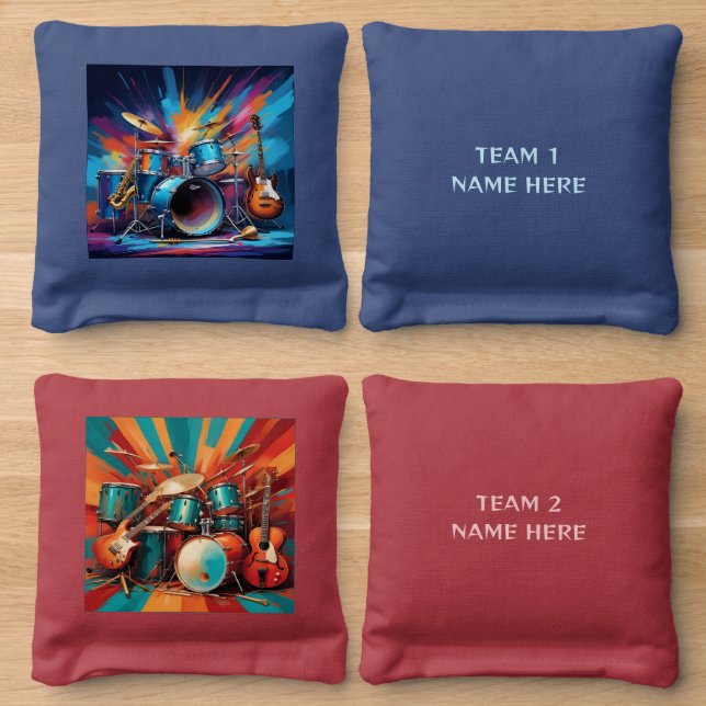 Custom Names Musical Instruments Cornhole Bags (Wood)