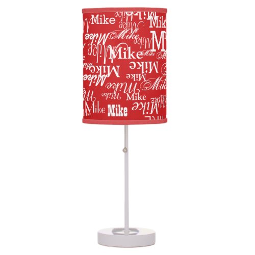 Custom Names Overlapped All_Over Red Table Lamp