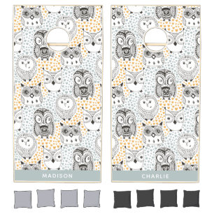 Custom Names Owl Pattern Cornhole Set
