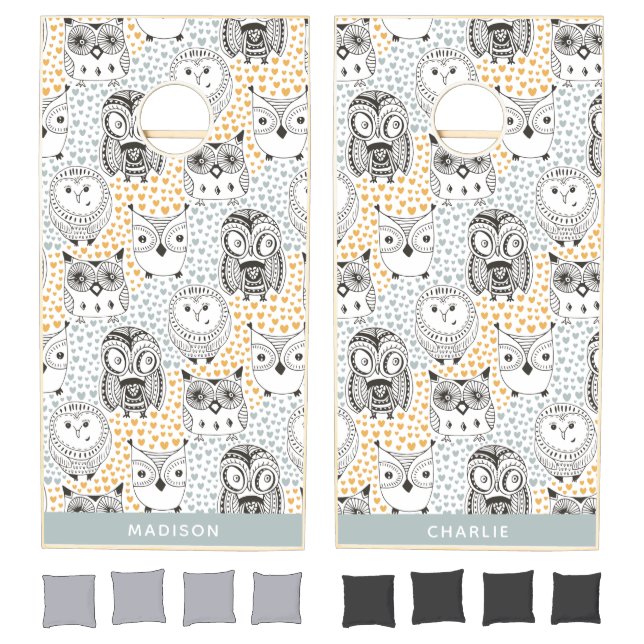 Custom Names Owl Pattern Cornhole Set (Set)