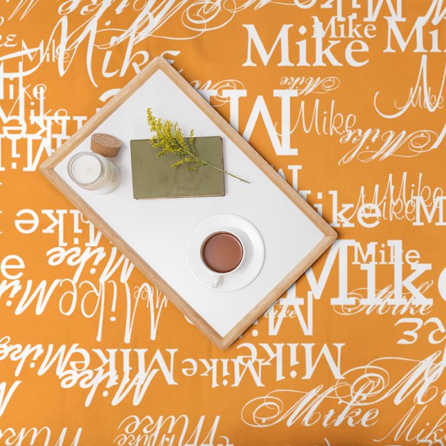 Custom Names Pattern on Orange Color Fleece Blanket (Creator Uploaded)