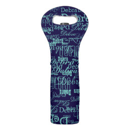 custom names pattern. personalized blue wine bag