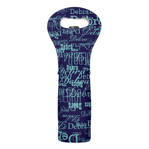 custom names pattern personalized blue wine bag