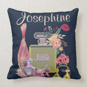 Custom Names Perfume bottles reverse pattern Throw Pillow