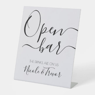 Custom Names - Personalized Open Bar Wedding Pedestal Sign