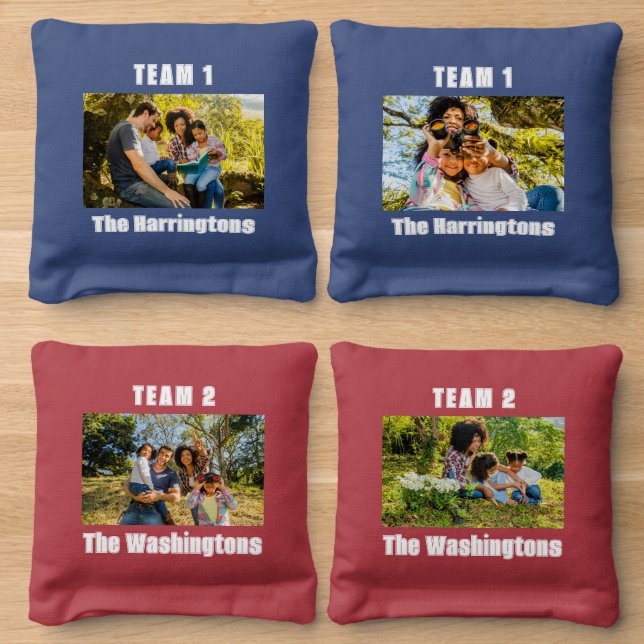 Custom Names & Photos Cornhole Bags (Wood)