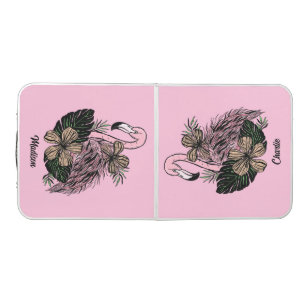 Custom Names Pink Flamingo Beer Pong Table