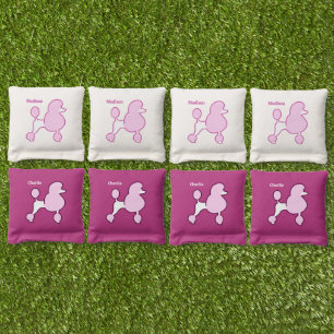 Custom Names Pink Poodle Cornhole Bags