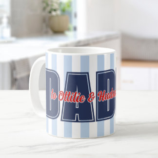 Custom Names Preppy Stripes Daddy To Coffee Mug