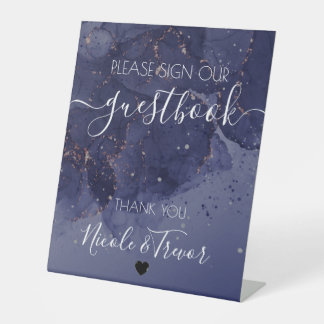 Custom Names Purple Splatter Ink Spill Table Sign