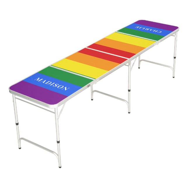 Custom names Rainbow Flag ping pong table (Angled)