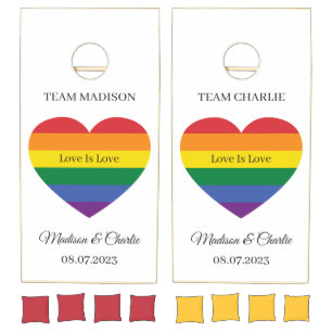 Custom Names Rainbow Heart Cornhole Set