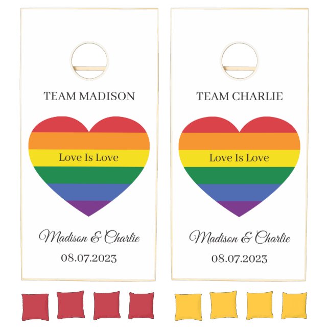 Custom Names Rainbow Heart Cornhole Set (Set)
