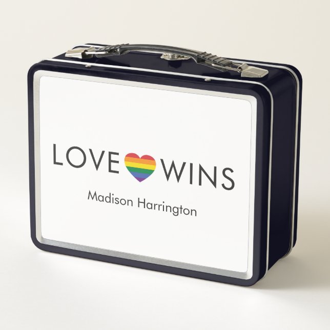 Custom Names Rainbow LOVE Metal Lunch Box (Back)
