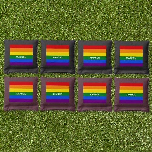 Custom Names Rainbow Pride Cornhole Bags