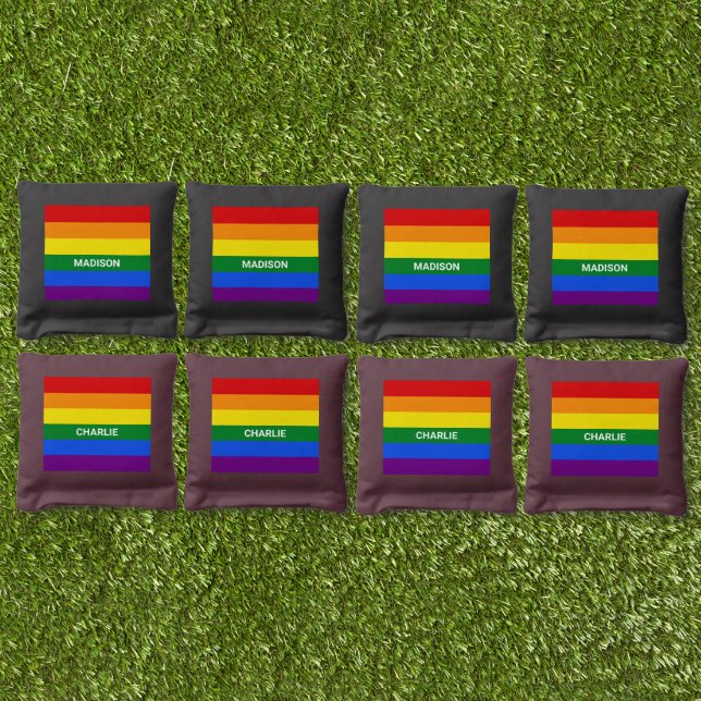 Custom Names Rainbow Pride Cornhole Bags (Set)