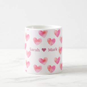 Custom Names Romantic Pink Love Design -  Coffee Mug