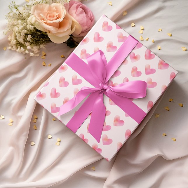 Custom Names Romantic Pink Love Design -  Wrapping Paper (Creator Uploaded)