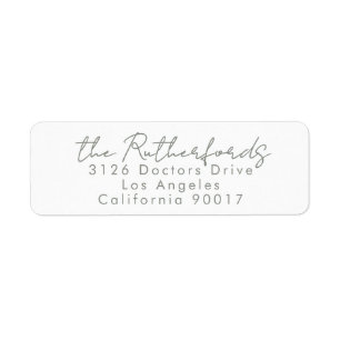 Custom Names Sage Modern Wedding Return Address Label