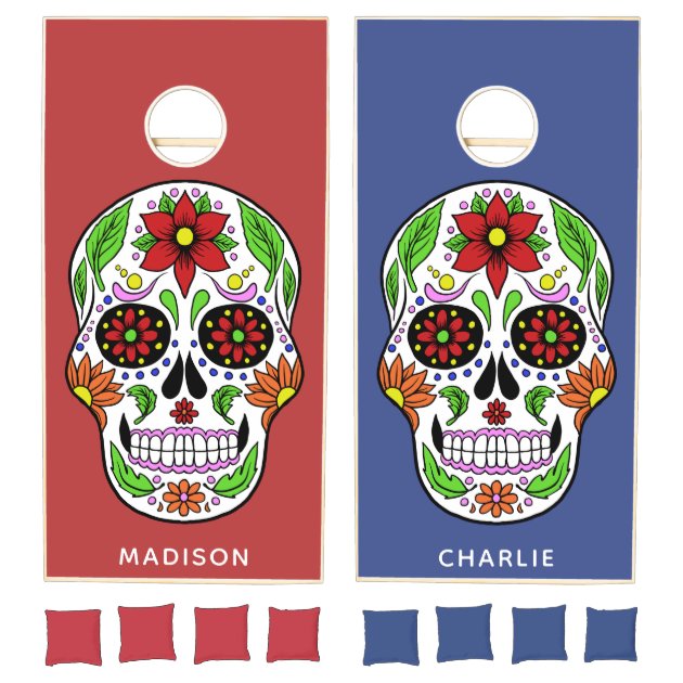 Custom Names Sugar Skulls Cornhole Set | Zazzle