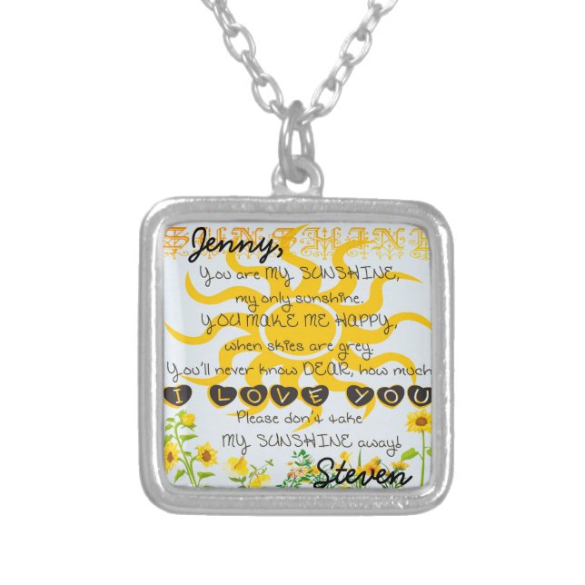 Custom Names Sunshine Silver Plated Necklace (Front)