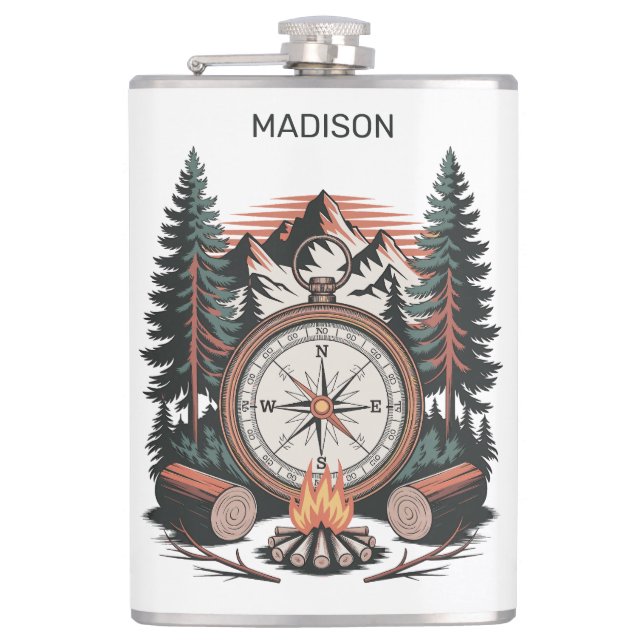 Custom Names & Text Camping Flask (Front)