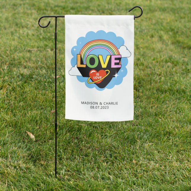 Custom Names / Text "Love Is Love" Garden Flag (In SItu)
