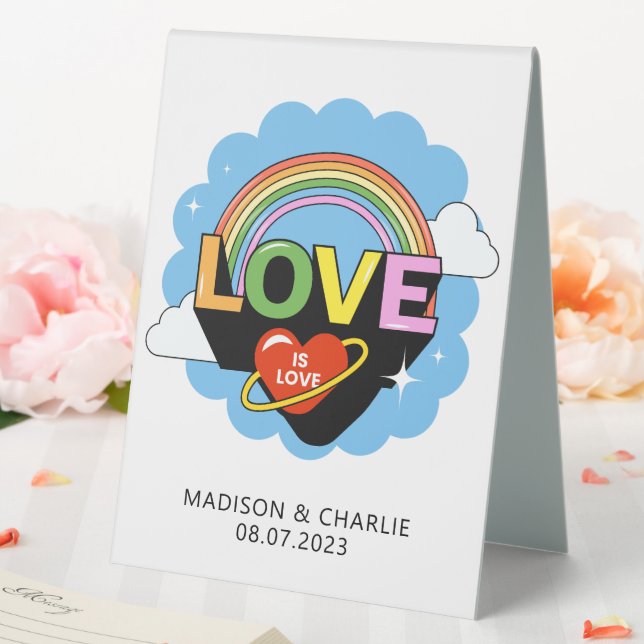 Custom Names / Text "Love Is Love" Table Tent (In SItu (Wedding))