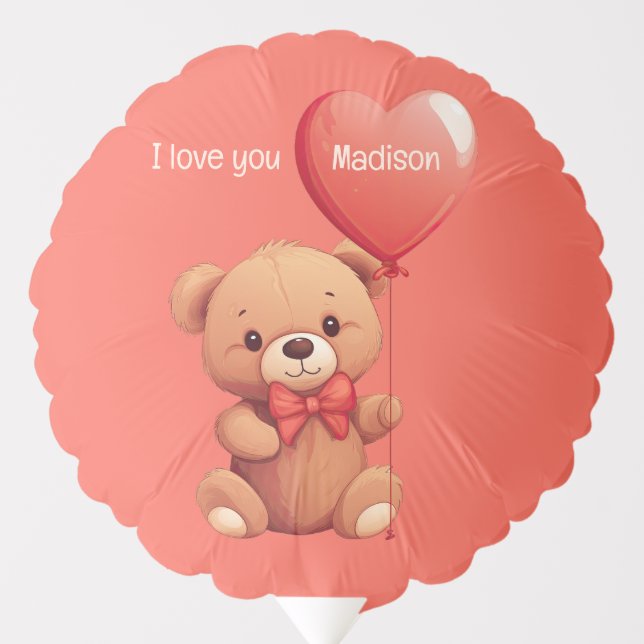 Custom Names & Text Love Teddy Balloon (Front)