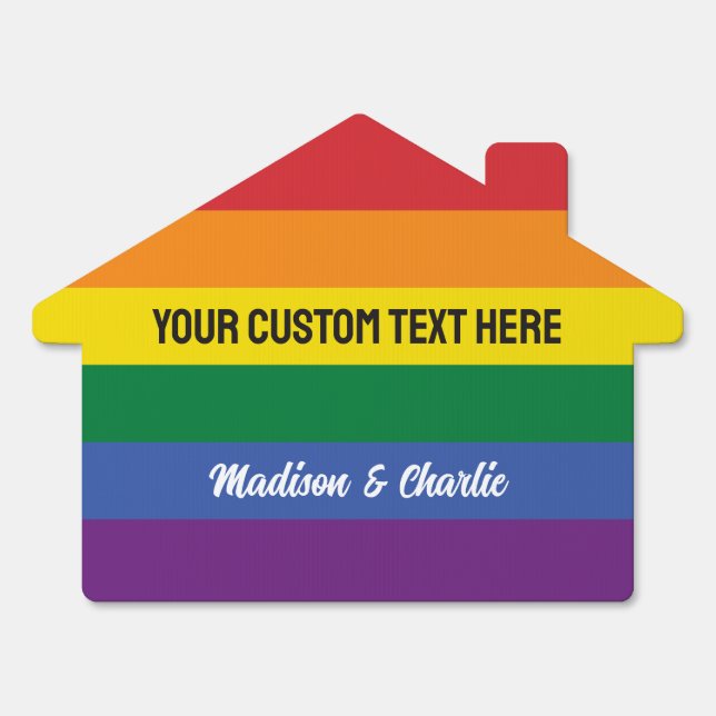 Custom Names & Text Rainbow Flag Sign (Front)