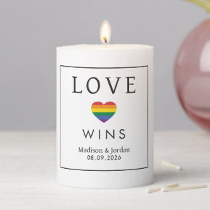 Custom Names / Text Rainbow LOVE Pillar Candle