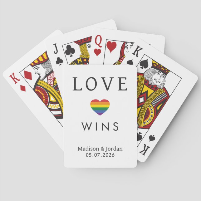 Custom Names / Text Rainbow LOVE Poker Cards (Back)