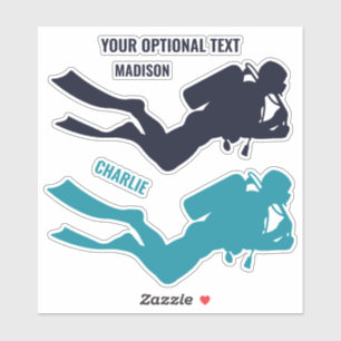 Custom Names & Text Scuba Diver Sticker