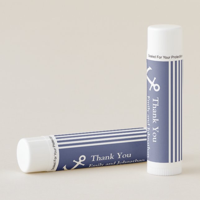 Custom Names Thank You Nautical Wedding Favor Lip Balm (Front)