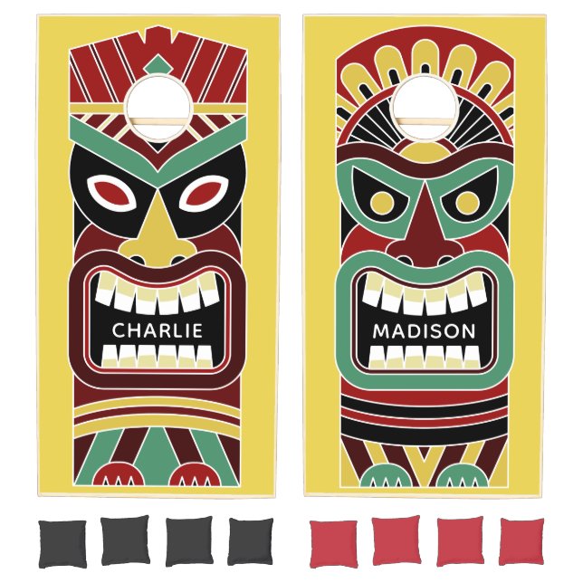 Custom Names Tiki Totems Cornhole Set (Set)