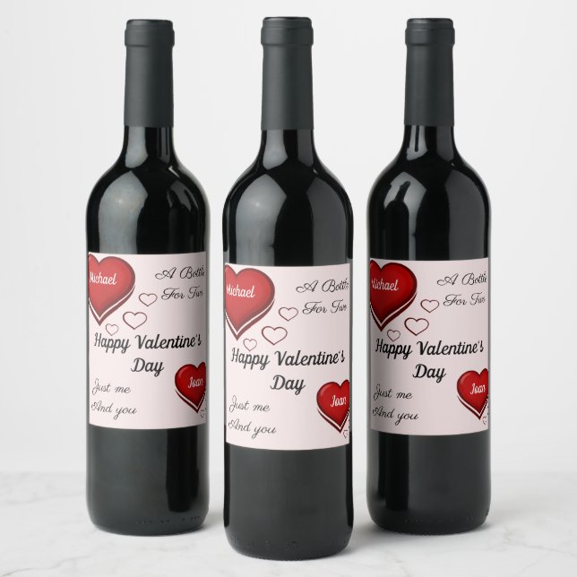 CUSTOM NAMES Valentines Day Sparkling Wine Bottle  Wine Label (Bottles)